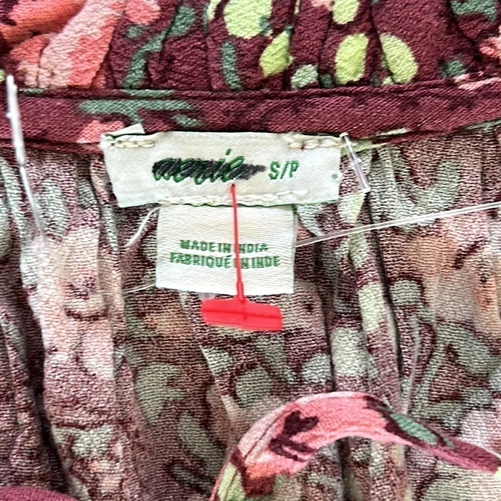 Aerie size small floral gathered waist spring dress long sleeve